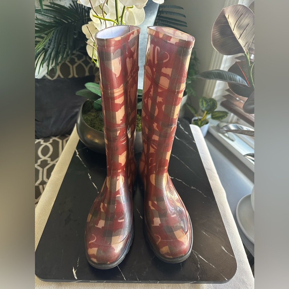 BURBERRY Nova Check Hearts Rainboots ☔️ Made in Italy Sz 41